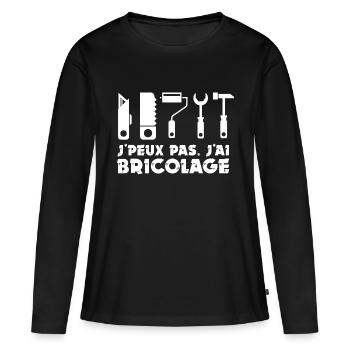 Bricolage bricoleur bricoler - T-shirt manches longues Premium bio Femme - noir - Devant - Julia (174cm)