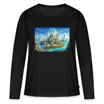 wunderschöne mythische Orte – Atlantis vor dem Untergang - Frauen Premium Bio Langarmshirt - Schwarz - Vorne - Julia (174cm)