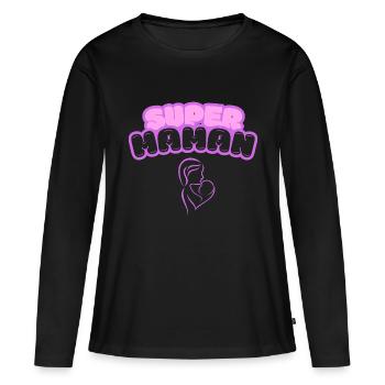Super Mom - Mother's Day Gift - Women's Premium Organic Long Sleeve Shirt - black - Front - Julia (174cm)