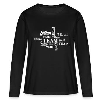 Équipe - T-shirt manches longues Premium bio Femme - noir - Devant - Julia (174cm)