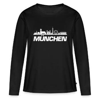 Horizon de Munich - T-shirt manches longues Premium bio Femme - noir - Devant - Julia (174cm)