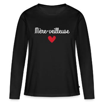 Mère veilleuse cadeau parfait pour Maman - T-shirt manches longues Premium bio Femme - noir - Devant - Julia (174cm)
