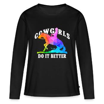 Cowgirls Do It Better - Western Riding - Women's Premium Organic Long Sleeve Shirt - black - Front - Julia (174cm)