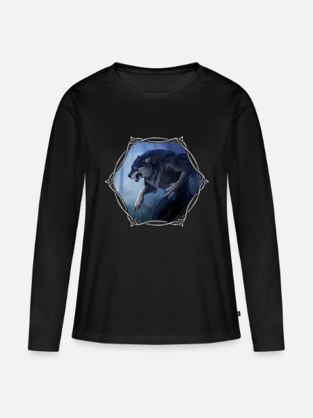 Werwolf - Frauen Premium Bio Langarmshirt - Schwarz