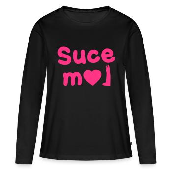 suce moi le sexe - T-shirt manches longues Premium bio Femme - noir - Devant - Julia (174cm)