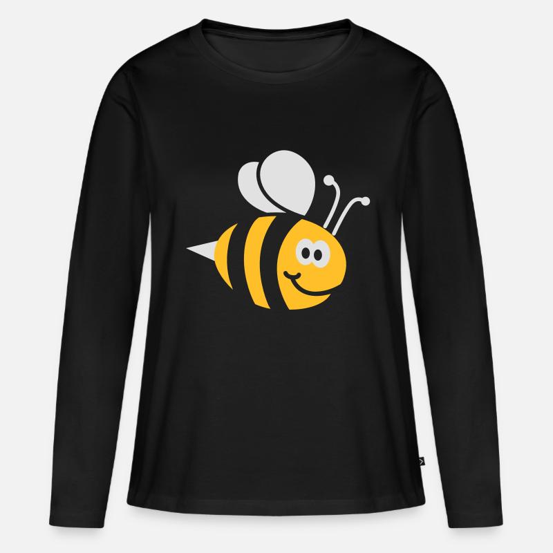 Bienchen 2C - Frauen Premium Bio Langarmshirt - Schwarz