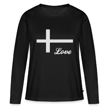 Love Denmark Danmark Daenemark - Frauen Premium Bio Langarmshirt - Schwarz - Vorne - Julia (174cm)