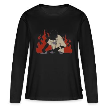 dj - T-shirt manches longues Premium bio Femme - noir - Devant - Julia (174cm)