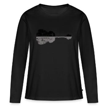 Guitare acoustique Musique Ville Nature Arbre Harmony Bla - T-shirt manches longues Premium bio Femme - noir - Devant - Julia (174cm)