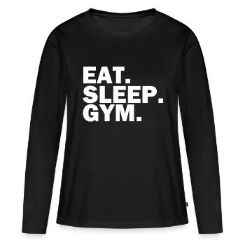 Essen Sie Schlaf-studio weiß - Frauen Premium Bio Langarmshirt - Schwarz - Vorne - Julia (174cm)