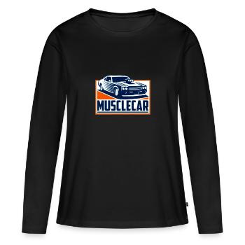 muscle car - T-shirt manches longues Premium bio Femme - noir - Devant - Julia (174cm)