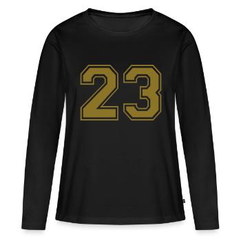23 - Nummer - Frauen Premium Bio Langarmshirt - Schwarz - Vorne - Julia (174cm)