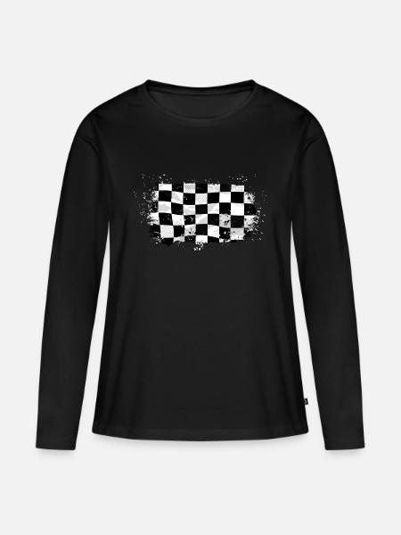 Racing Flag - Frauen Premium Bio Langarmshirt - Schwarz