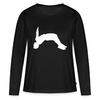 Backflip blanc - T-shirt manches longues Premium bio Femme - noir - Devant - Julia (174cm)