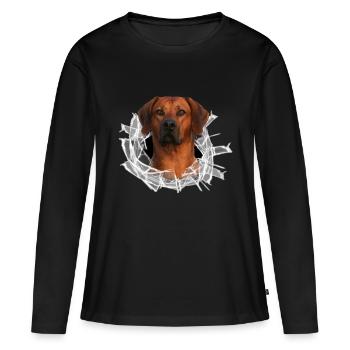 Rhodesian Ridgeback auf Glas - Frauen Premium Bio Langarmshirt - Schwarz - Vorne - Julia (174cm)