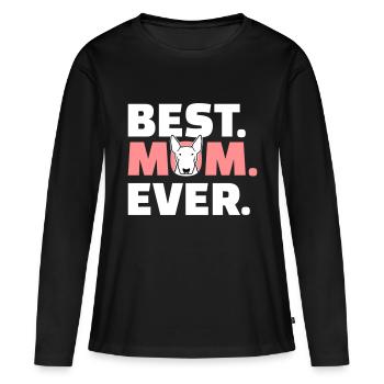 Bullterrier - Frauen Premium Bio Langarmshirt - Schwarz - Vorne - Julia (174cm)