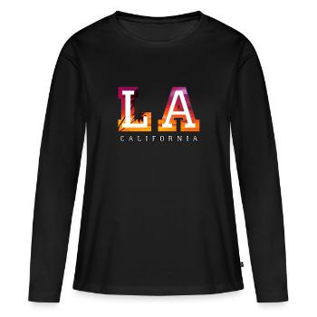Los Angeles - Frauen Premium Bio Langarmshirt - Schwarz - Vorne - Julia (174cm)