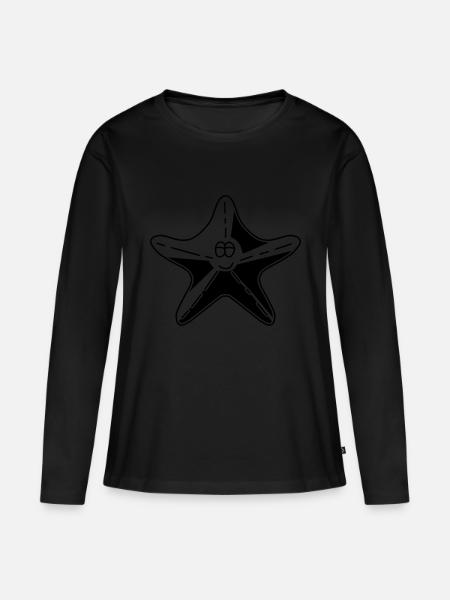 Seestern in schwarz - Frauen Premium Bio Langarmshirt - Schwarz