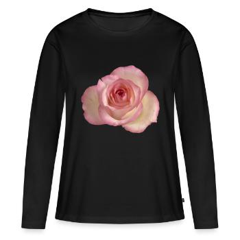 Rose / rose blanche - T-shirt manches longues Premium bio Femme - noir - Devant - Julia (174cm)