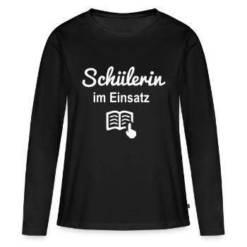 Schülerin im Einsatz - Frauen Premium Bio Langarmshirt - Schwarz - Vorne - Julia (174cm)