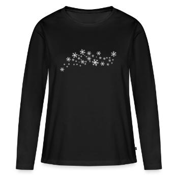 White Snow Christmas Schneeflocken zu Weihnachten - Frauen Premium Bio Langarmshirt - Schwarz - Vorne - Julia (174cm)