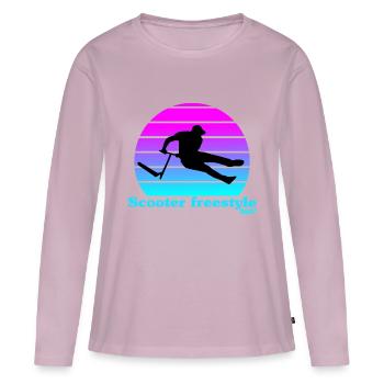 Scooter freestyle sunshine - T-shirt manches longues Premium bio Femme - rose poudré - Devant - Julia (174cm)