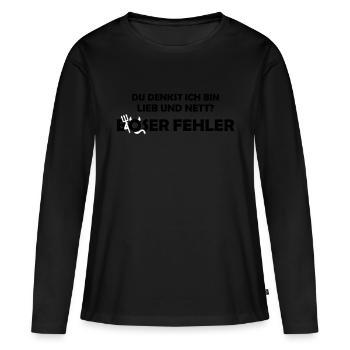 Lieb und Nett böser Fehler - Farbwechsel 2C - Frauen Premium Bio Langarmshirt - Schwarz - Vorne - Julia (174cm)