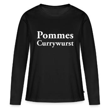Pommes Currywurst - Frauen Premium Bio Langarmshirt - Schwarz - Vorne - Julia (174cm)