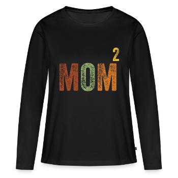 Mama Hoch Zwei Muttertag Retro Vintage - Frauen Premium Bio Langarmshirt - Schwarz - Vorne - Julia (174cm)