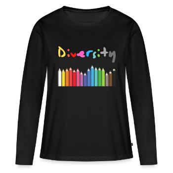 Cadeau de diversité et idée de cadeau - T-shirt manches longues Premium bio Femme - noir - Devant - Julia (174cm)