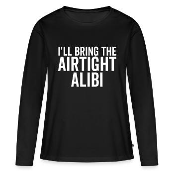 Je vais apporter l’alibi hermétique - T-shirt manches longues Premium bio Femme - noir - Devant - Julia (174cm)