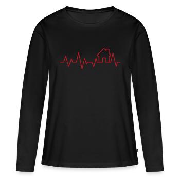 Maison de maison puls cadeau maître d’ouvrage - T-shirt manches longues Premium bio Femme - noir - Devant - Julia (174cm)