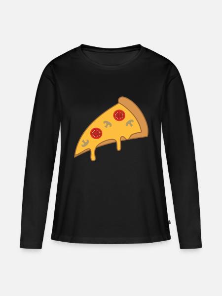 Pizzastück - Frauen Premium Bio Langarmshirt - Schwarz