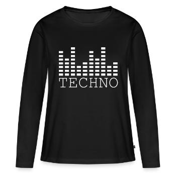 Musique techno - T-shirt manches longues Premium bio Femme - noir - Devant - Julia (174cm)