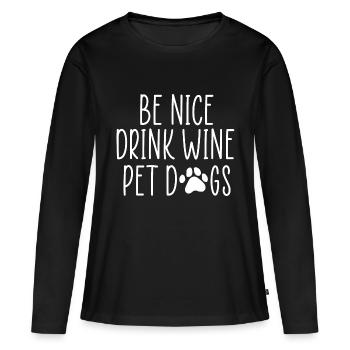citation de chien - T-shirt manches longues Premium bio Femme - noir - Devant - Julia (174cm)
