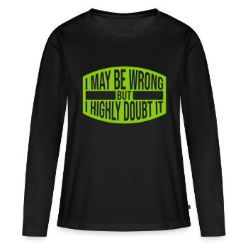 Je peux me tromper - T-shirt manches longues Premium bio Femme - noir - Devant - Julia (174cm)