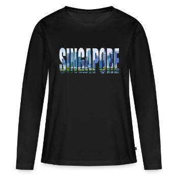 Singapour - T-shirt manches longues Premium bio Femme - noir - Devant - Julia (174cm)