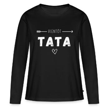 Bientôt tata - T-shirt manches longues Premium bio Femme - noir - Devant - Julia (174cm)