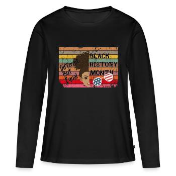 African/American Black History Month,Different but - Frauen Premium Bio Langarmshirt - Schwarz - Vorne - Julia (174cm)