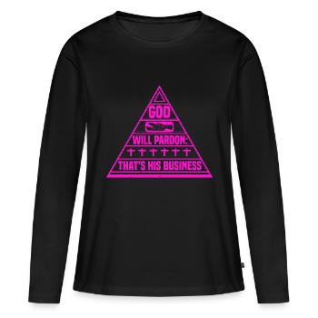 DIEU PARDONNERA QUE S SON AFFAIRE - T-shirt manches longues Premium bio Femme - noir - Devant - Julia (174cm)
