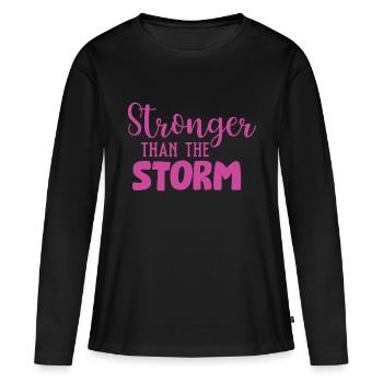 Plus fort que la tempête - T-shirt manches longues Premium bio Femme - noir - Devant - Julia (174cm)