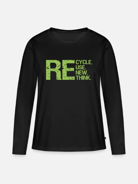 ReCycle ReUse ReNew ReThink - Frauen Premium Bio Langarmshirt - Schwarz