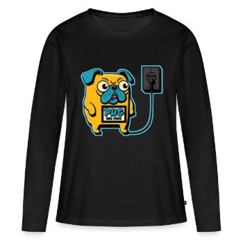 Mops den Stecker - Frauen Premium Bio Langarmshirt - Schwarz - Vorne - Julia (174cm)