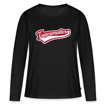 Tagesmutter swoosh Schriftzug Tagesmama - Frauen Premium Bio Langarmshirt - Schwarz - Vorne - Julia (174cm)