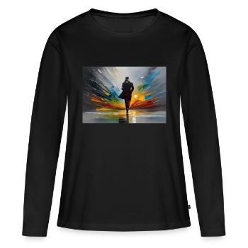 Lumière au bout du tunnel - T-shirt manches longues Premium bio Femme - noir - Devant - Julia (174cm)