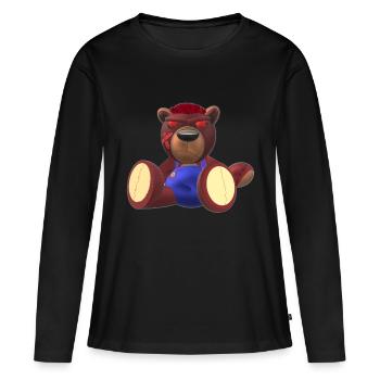 Creepy Teddy Natural - Frauen Premium Bio Langarmshirt - Schwarz - Vorne - Julia (174cm)