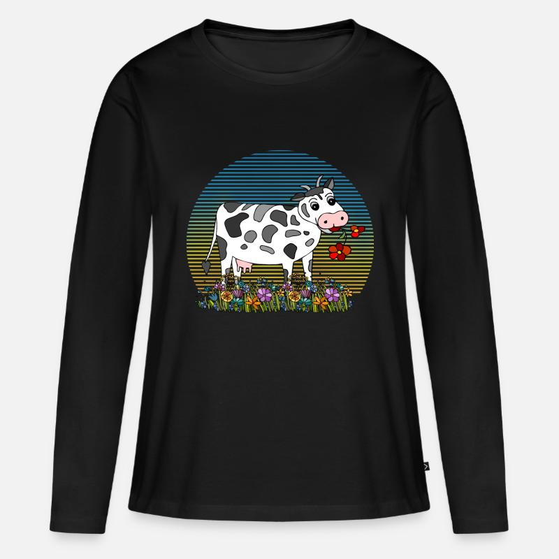 Kuh - Frauen Premium Bio Langarmshirt - Schwarz