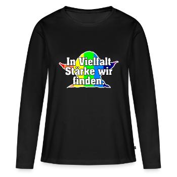 In Vielfalt Stärke wir finden. - Frauen Premium Bio Langarmshirt - Schwarz - Vorne - Julia (174cm)