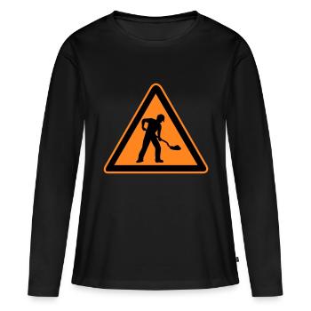 Panneau chantier de construction de route - T-shirt manches longues Premium bio Femme - noir - Devant - Julia (174cm)