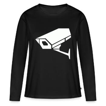 Caméra de surveillance - T-shirt manches longues Premium bio Femme - noir - Devant - Julia (174cm)